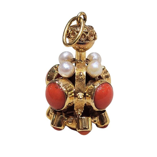 Pendentif Pendentif en or jaune 18 carats avec corail et perles Akoya 58 Facettes SREFCORPER