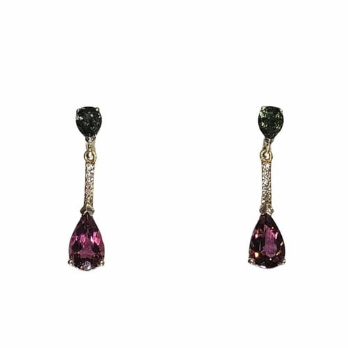 Boucles d'oreilles Boucles d’oreilles en or rose 18 carats, tourmalines, rubellites et diamants 58 Facettes PE966