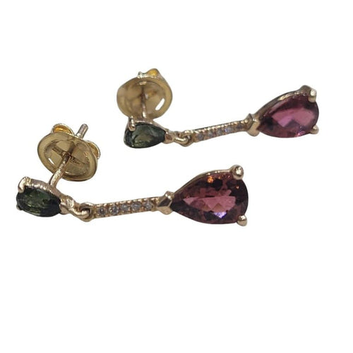 Boucles d'oreilles Boucles d’oreilles en or rose 18 carats, tourmalines, rubellites et diamants 58 Facettes PE966
