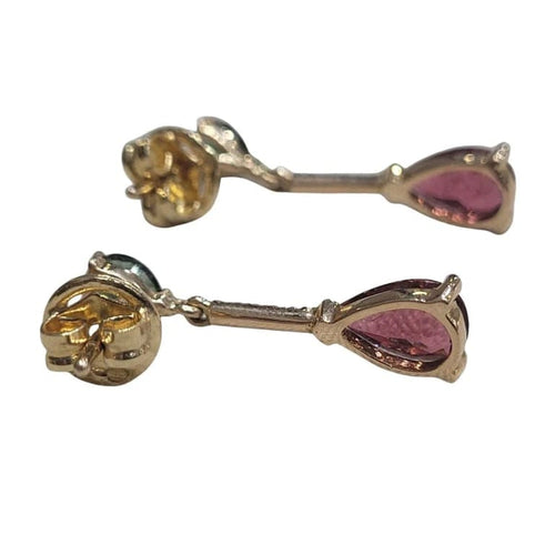 Boucles d'oreilles Boucles d’oreilles en or rose 18 carats, tourmalines, rubellites et diamants 58 Facettes PE966