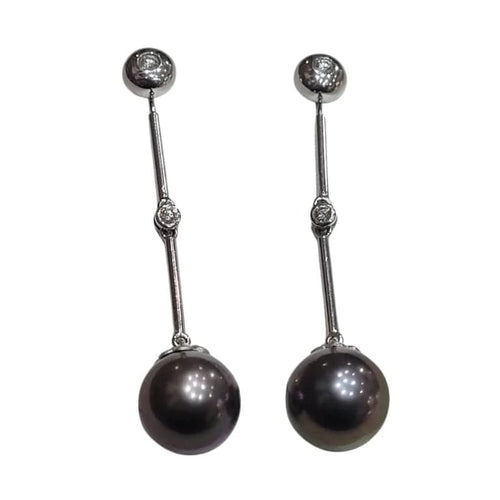 Boucles d'oreilles Boucles d’oreilles en or blanc 18 carats, perles de Tahiti et diamants 58 Facettes T016PE754