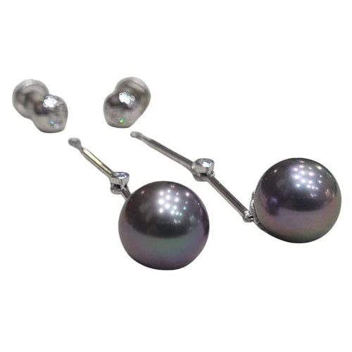 Boucles d'oreilles Boucles d’oreilles en or blanc 18 carats, perles de Tahiti et diamants 58 Facettes T016PE754