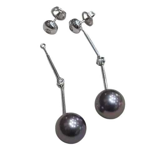 Boucles d'oreilles Boucles d’oreilles en or blanc 18 carats, perles de Tahiti et diamants 58 Facettes T016PE754