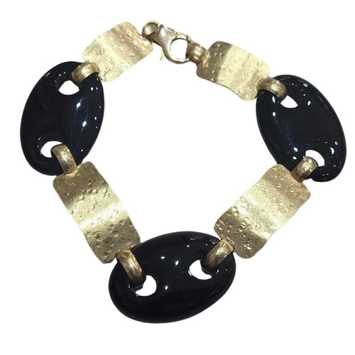 Bracelet Bracelet câble en or jaune 18 carats et onyx 58 Facettes T461
