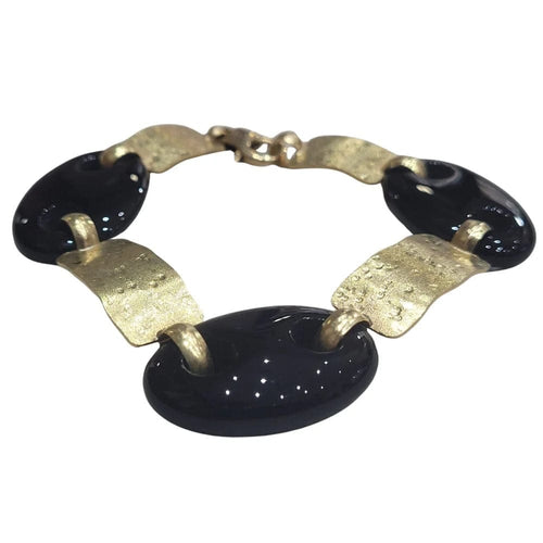 Bracelet Bracelet câble en or jaune 18 carats et onyx 58 Facettes T461