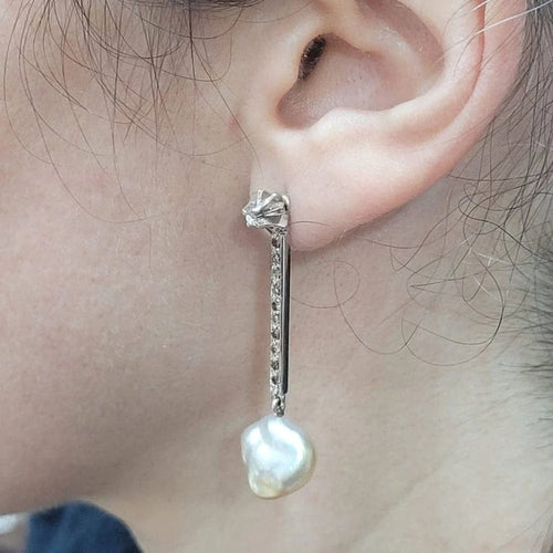 Boucles d'oreilles Boucles d’oreilles pendantes démontables en or blanc et jaune 18 ct, perles et diamants 58 Facettes T194T194