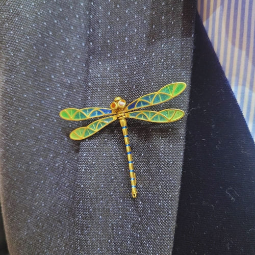 Broche Broche libellule en or jaune 18 carats et émail 58 Facettes GE12