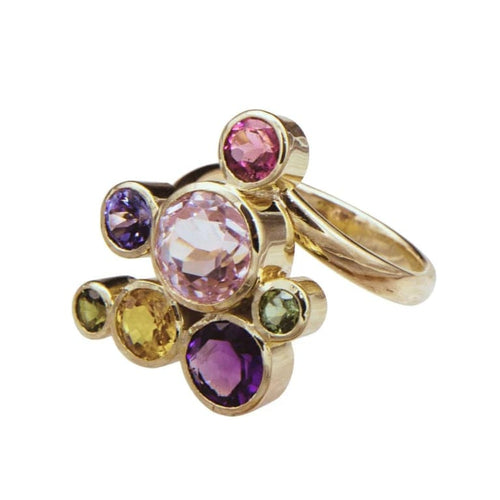 Bague 57 Bague en or jaune 18 carats ornée de tourmalines et pierres précieuses 58 Facettes BOR29