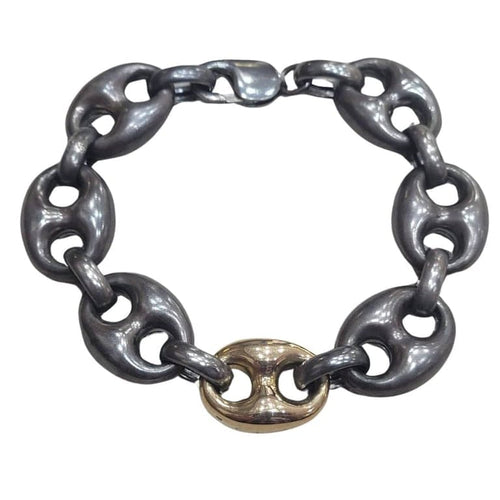 Bracelet Bracelet câble en argent et or jaune 18 carats 58 Facettes T444