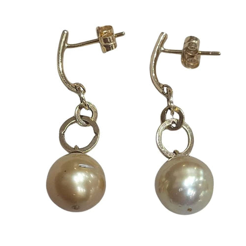 Boucles d'oreilles Boucles d'oreilles en or jaune 18 carats, perles australiennes et diamants 58 Facettes T103