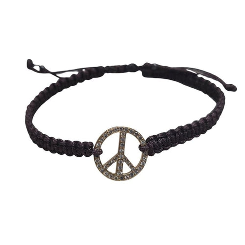 Bracelet Bracelet symbole de paix en macramé avec motif en or rose 18 carats et diamants 58 Facettes P174