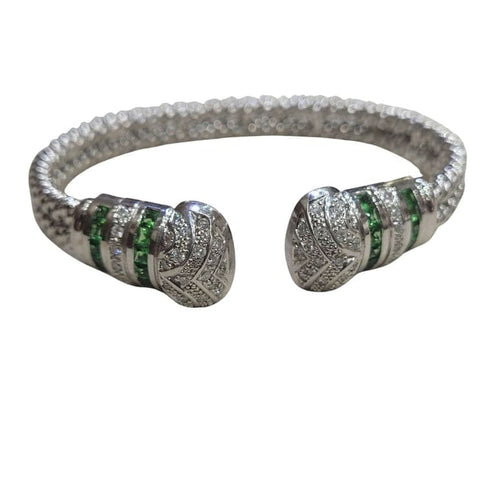 Bracelet Bracelet en or blanc 18 carats, tsavorites et diamants taille brillant 58 Facettes P76