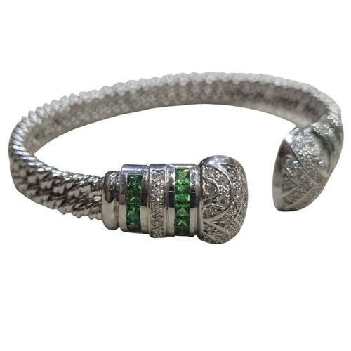 Bracelet Bracelet en or blanc 18 carats, tsavorites et diamants taille brillant 58 Facettes P76