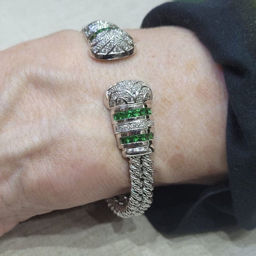 Bracelet Bracelet en or blanc 18 carats, tsavorites et diamants taille brillant 58 Facettes P76
