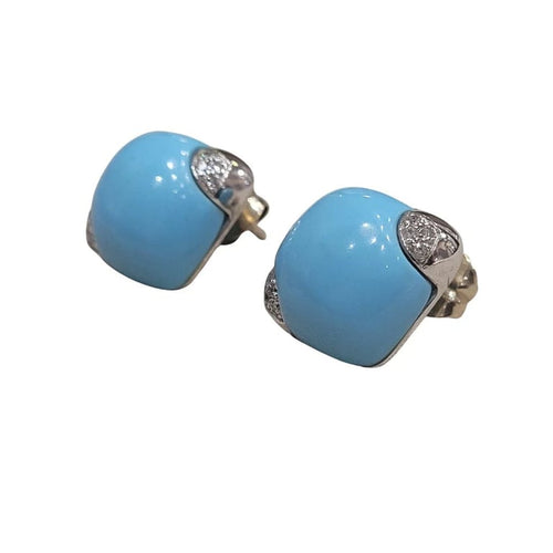 Boucles d'oreilles Boucles d’oreilles en turquoise et diamants taille brillant 58 Facettes PE779
