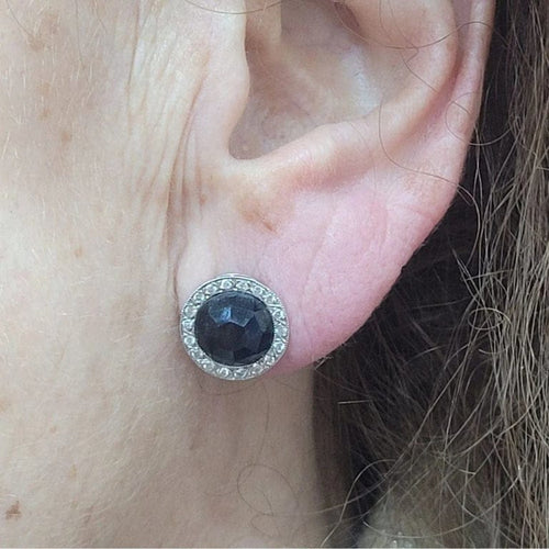 Boucles d'oreilles Boucles d'oreilles en or blanc 18 carats avec saphirs, turquoises et diamants 58 Facettes PE173PE174
