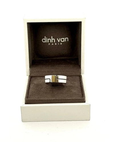 Bague 61 Dinh Van Seventies - Alliance en or gris 18 carats 58 Facettes