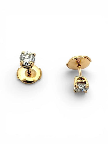 Boucles d'oreilles Puces d’oreilles en diamants en or jaune 18 carats 58 Facettes
