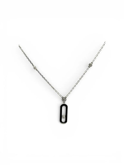 Collier Messika Move Uno - Collier en or blanc 18 carats et diamants 58 Facettes