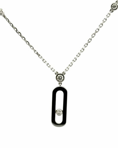 Collier Messika Move Uno - Collier en or blanc 18 carats et diamants 58 Facettes