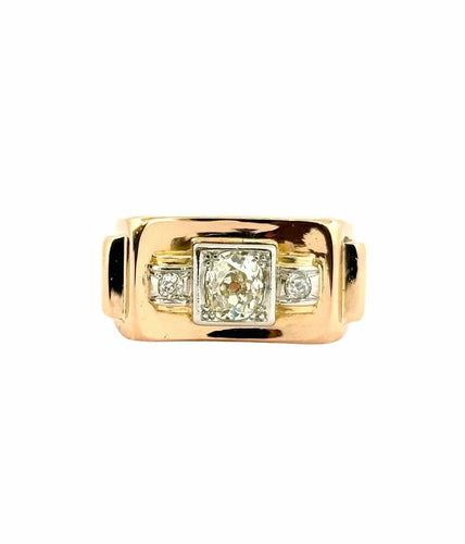 Bague 54 Bague Tank ancienne en or jaune et diamants 58 Facettes