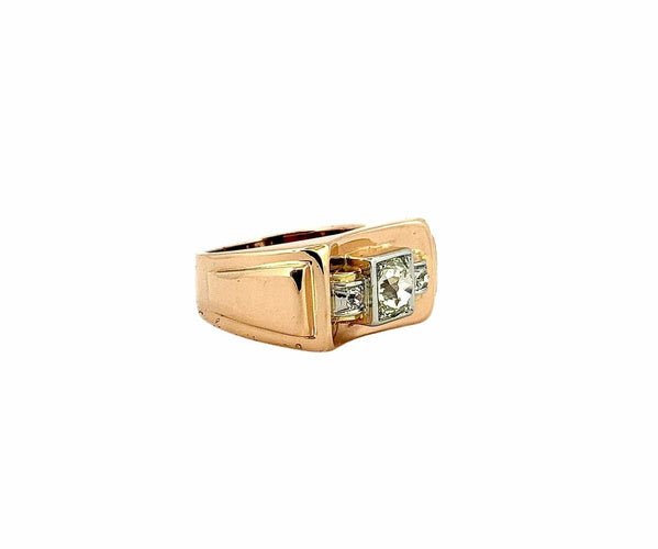 Bague 54 Bague Tank ancienne en or jaune et diamants 58 Facettes