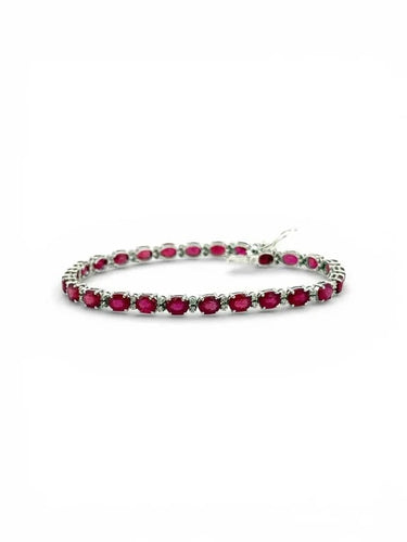 Bracelet Bracelet en or blanc 18 carats avec rubis et diamants 58 Facettes