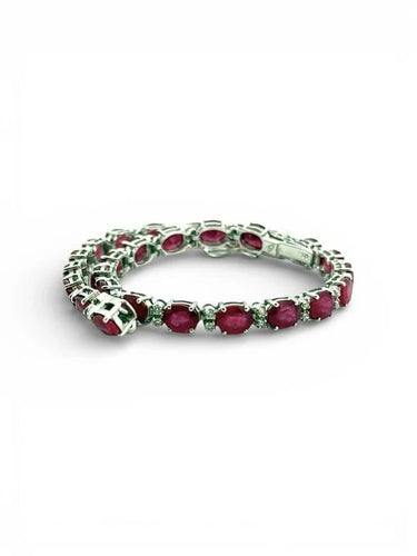Bracelet Bracelet en or blanc 18 carats avec rubis et diamants 58 Facettes