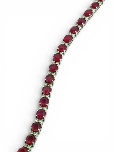 Bracelet Bracelet en or blanc 18 carats avec rubis et diamants 58 Facettes