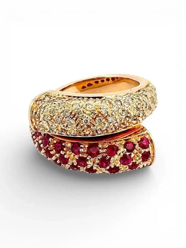 Bague 53 Bague en or jaune avec diamants et rubis 58 Facettes