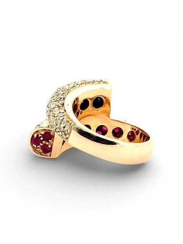 Bague 53 Bague en or jaune avec diamants et rubis 58 Facettes