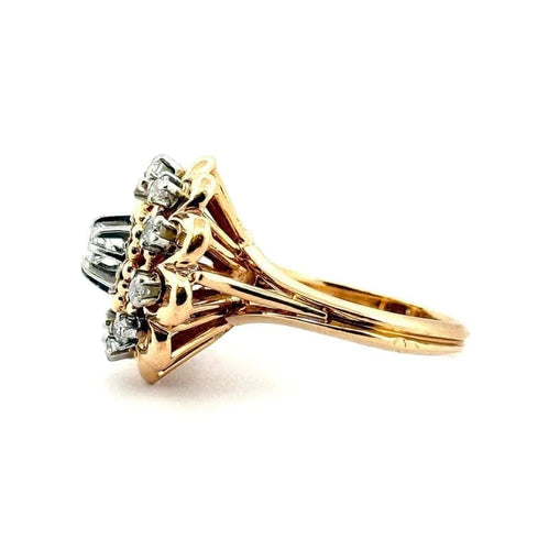 Bague 54 Bague marguerite ancienne en or et diamants naturels 58 Facettes
