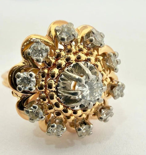 Bague 54 Bague marguerite ancienne en or et diamants naturels 58 Facettes