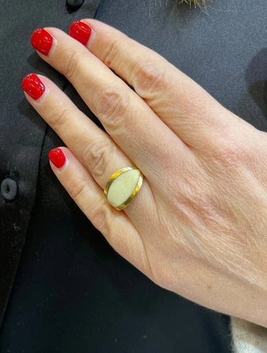 Bague 51 Puig Doria - Bague en or jaune 18 carats, bois et ivoire 58 Facettes