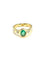 Bague 51 Bague en or jaune 18 carats avec émeraude ovale et diamants 58 Facettes