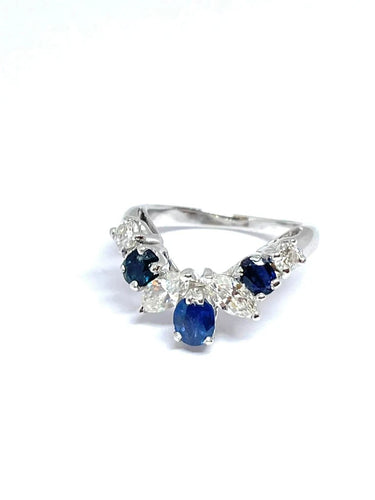 Bague 50 Duo de bagues - Bagues en or blanc avec diamants, rubis et saphirs 58 Facettes