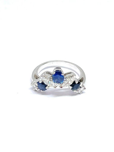 Bague 50 Duo de bagues - Bagues en or blanc avec diamants, rubis et saphirs 58 Facettes