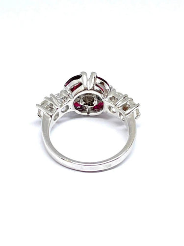 Bague 50 Duo de bagues - Bagues en or blanc avec diamants, rubis et saphirs 58 Facettes