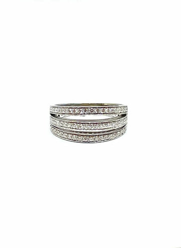 Bague 54 Bague 2 lignes de diamants en or blanc 18 carats 58 Facettes