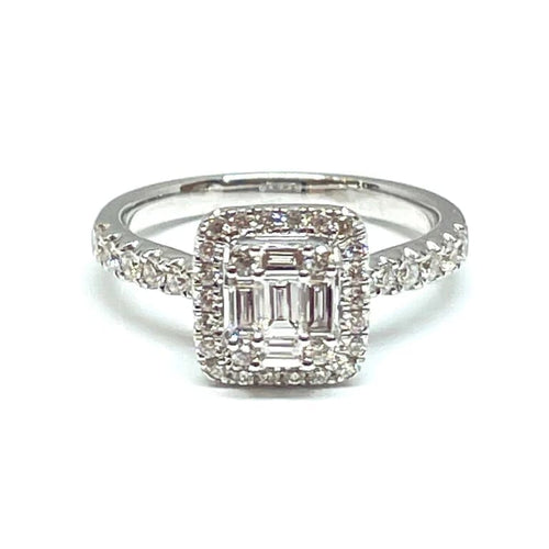 Bague 53 Bague de fiançailles - Diamants en or blanc 18 carats 58 Facettes