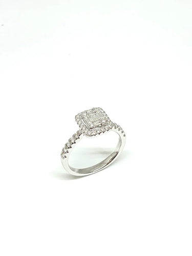 Bague 53 Bague de fiançailles - Diamants en or blanc 18 carats 58 Facettes