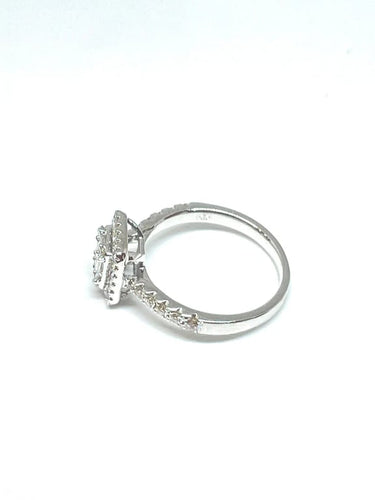 Bague 53 Bague de fiançailles - Diamants en or blanc 18 carats 58 Facettes