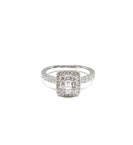 Bague 53 Bague de fiançailles - Diamants en or blanc 18 carats 58 Facettes