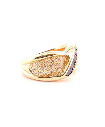 Bague 54 Bague entrelacée en or jaune 18 carats avec saphirs et diamants 58 Facettes