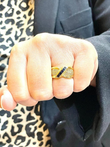Bague 54 Bague entrelacée en or jaune 18 carats avec saphirs et diamants 58 Facettes