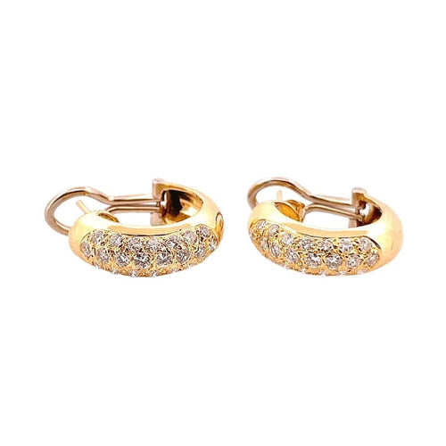 Boucles d'oreilles Créoles - Boucles d’oreilles en or jaune 18 carats et diamants 58 Facettes