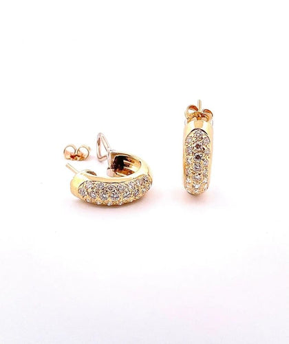 Boucles d'oreilles Créoles - Boucles d’oreilles en or jaune 18 carats et diamants 58 Facettes