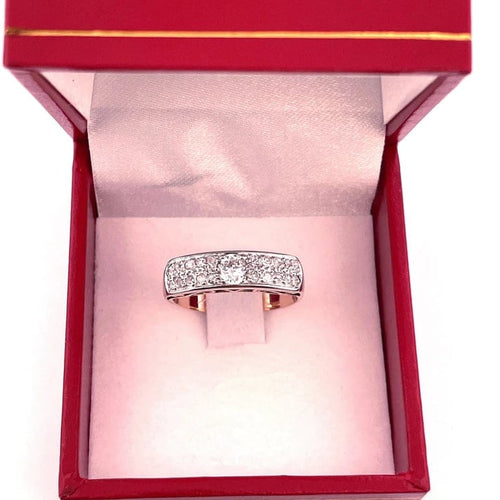 Bague 52 Demi-alliance ancienne - Bague en or blanc 18 carats et diamants 58 Facettes