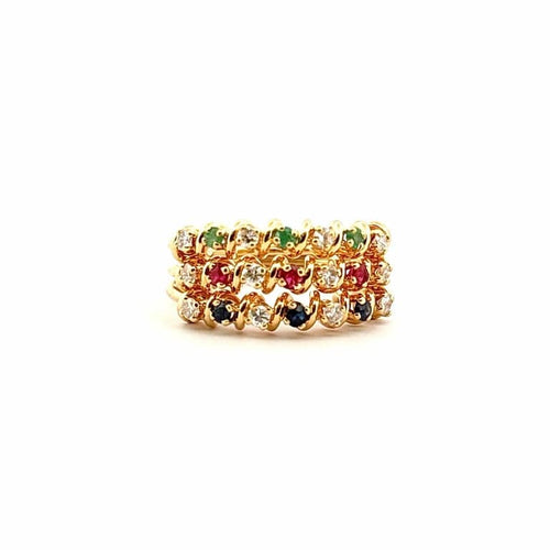 Bague 51 Bague spirales multi-pierres en or jaune 18 carats 58 Facettes