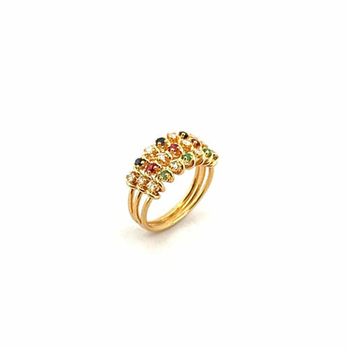 Bague 51 Bague spirales multi-pierres en or jaune 18 carats 58 Facettes
